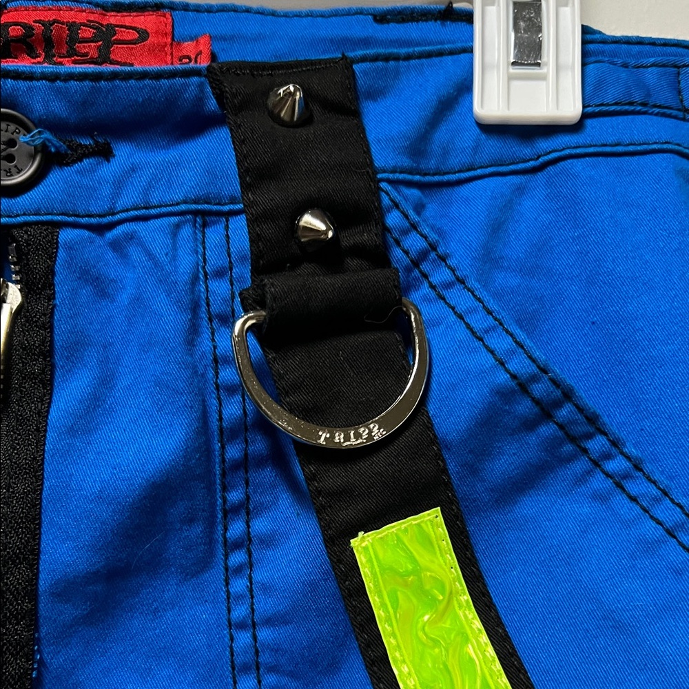 Tripp NYC Blue Cargo Pants with Neon and Black Accents - Picture 5 of 10